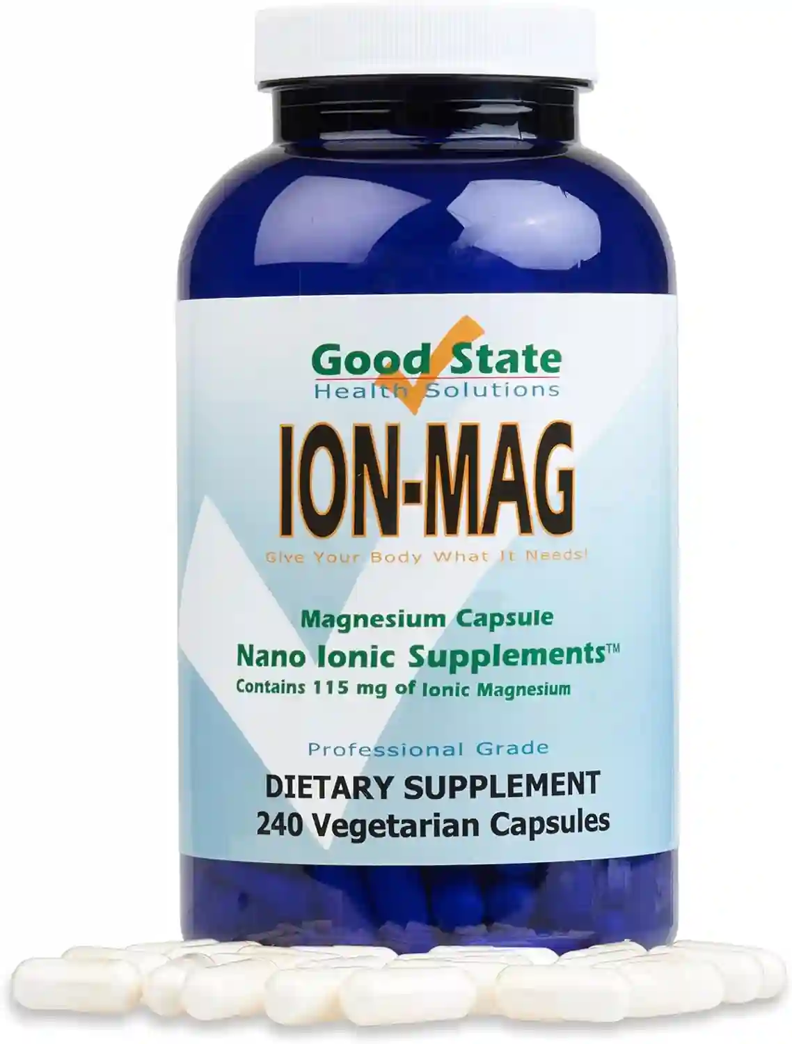 Good State ION MAG Suplemento de cloruro de magnesio iónico Suplemento de cloruro de magnesio nano iónico para hombres y mujeres (115 mg cada uno)